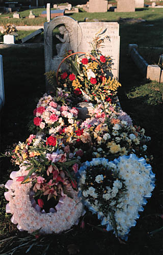 Fresh wreaths on grave